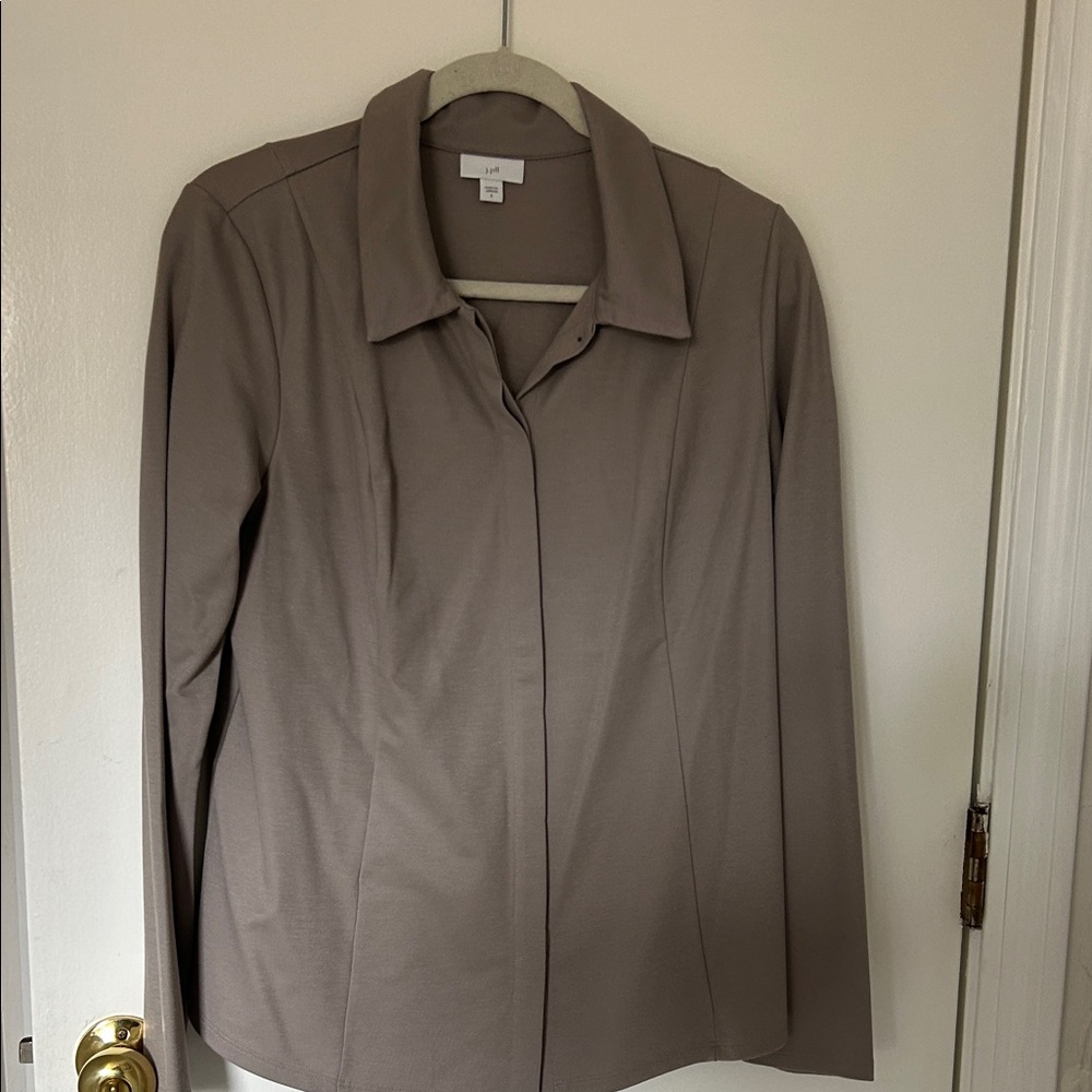 J. Jill Taupe Collar blouse